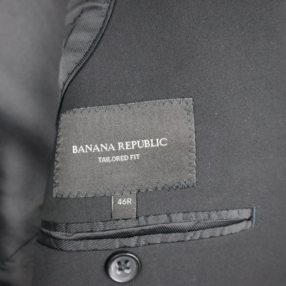 Banana Republic Blazer Mens 46R Tailored Fit Black Wool Lanificio F.lli Cerruti